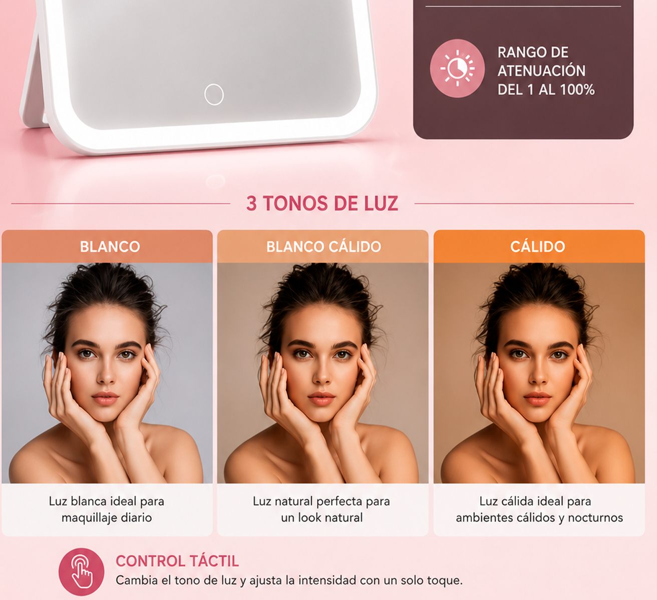 MALETIN DE MAQUILLAJE PARA VIAJE CON LUZ LED